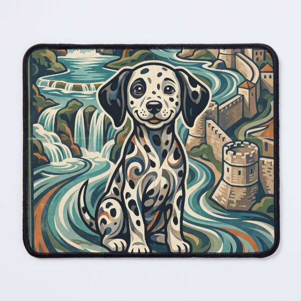 Item preview, CROATIA Vintage Travel Illustration - Spotted Dalmatian Sitting designed and sold by ZUMERI.