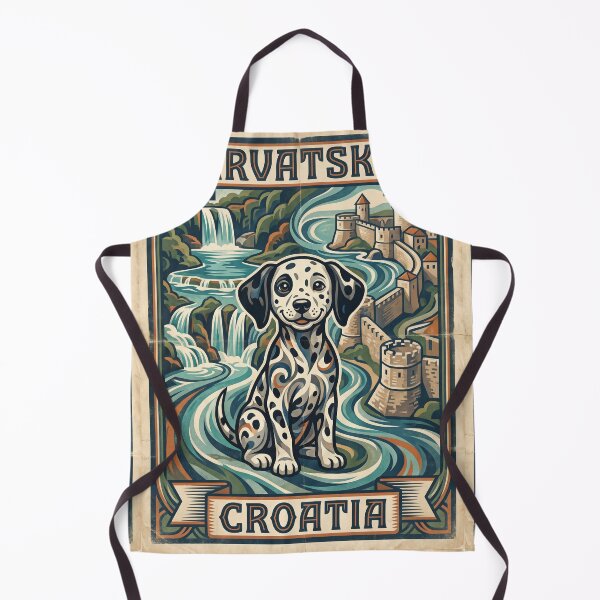 Item preview, CROATIA Vintage Travel Illustration - Spotted Dalmatian Sitting designed and sold by ZUMERI.