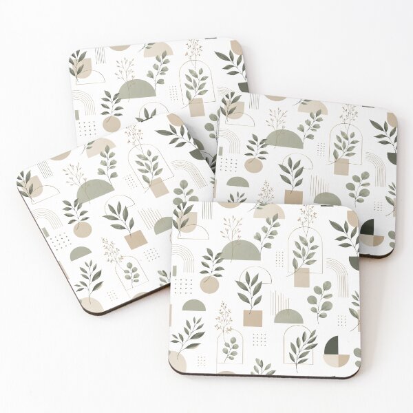 Item preview, Minimal Botanical Geometric Pattern | Sage Green Japandi Aesthetic Leaves | Scandinavian Modern Abstract Nature designed and sold by MUSA'S.