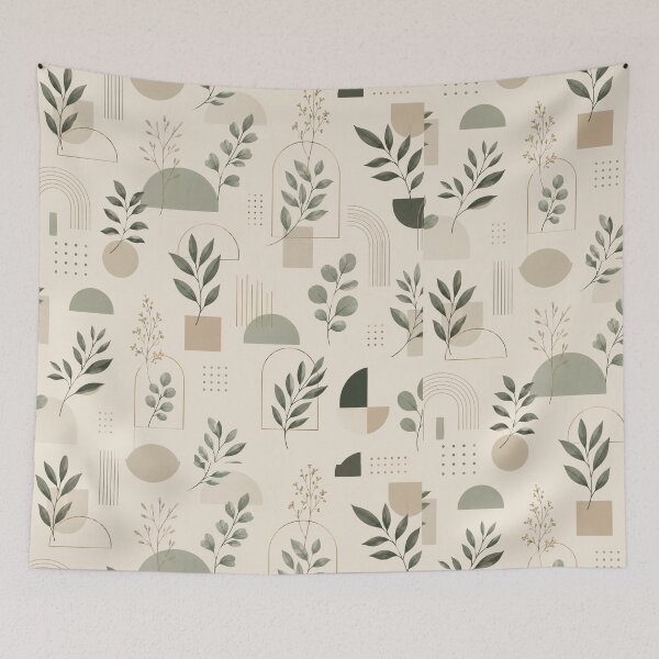 Item preview, Minimal Botanical Geometric Pattern | Sage Green Japandi Aesthetic Leaves | Scandinavian Modern Abstract Nature designed and sold by MUSA'S.