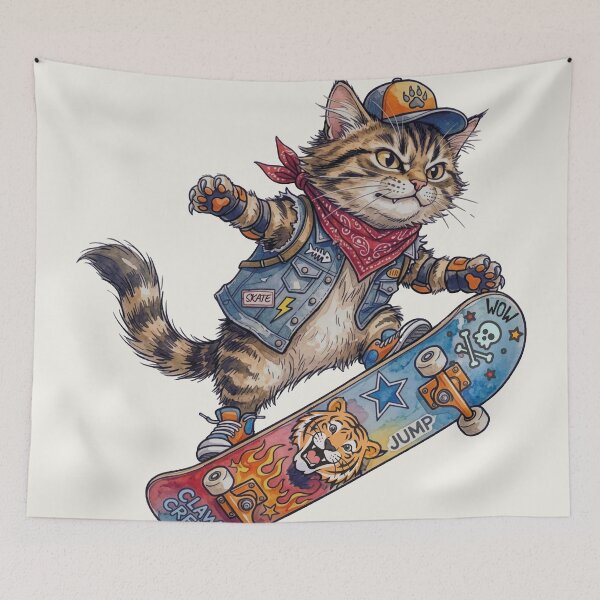 Item preview, 90s Retro Skater Cat Claw Crew Streetwear designed and sold by chriswo-design.
