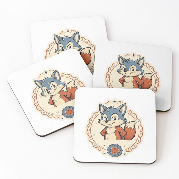 Artikelvorschau, Vintage-Anstecker mit heimtückischem Fuchs – Niedliches Retro-Fuchs-Emblem im Used-Look entworfen und verkauft von Ala'Salem| Cute Characters, Real Moods.