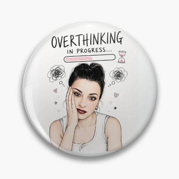 Item preview, Overthinking in Progress – Funny Minimalist Girl Illustration designed and sold by Sztyep88.