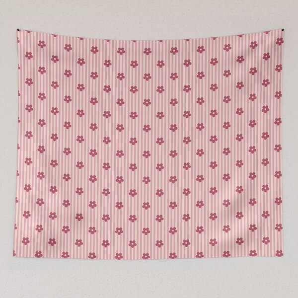 Item preview, Burgundy Floral Pattern | Dark Pink Flowers on Pink Stripes | Retro Pink Floral Stripes Design | Preppy Berry Flower Pattern | Coquette Pink and Burgundy Retro Flowers With Stripes Pattern designed and sold by VivaFy.