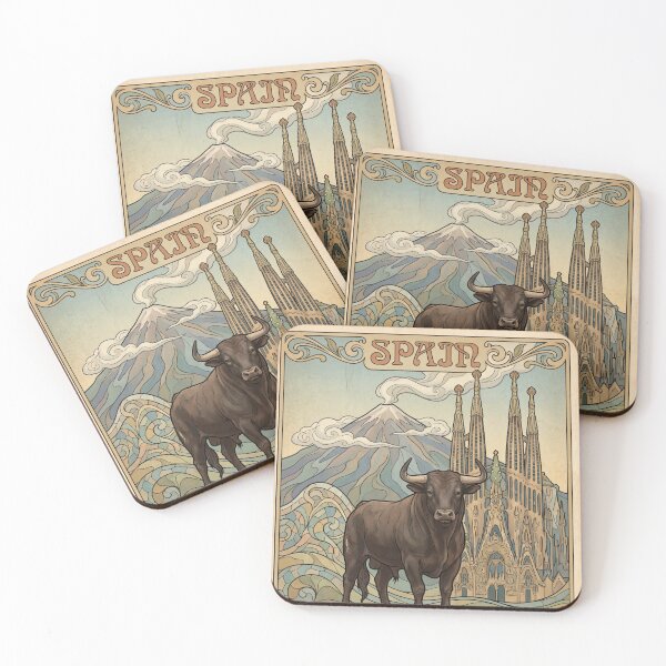 Item preview, SPAIN Vintage Travel Illustration - Horned Bull Standing designed and sold by ZUMERI.