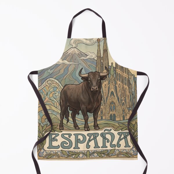 Item preview, SPAIN Vintage Travel Illustration - Horned Bull Standing designed and sold by ZUMERI.