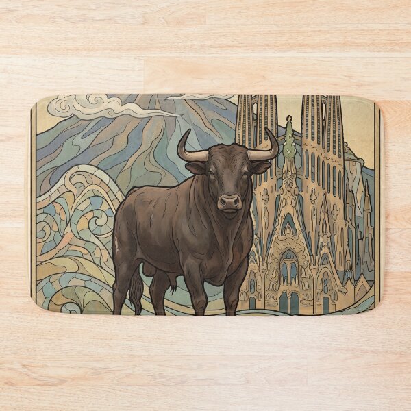 Item preview, SPAIN Vintage Travel Illustration - Horned Bull Standing designed and sold by ZUMERI.