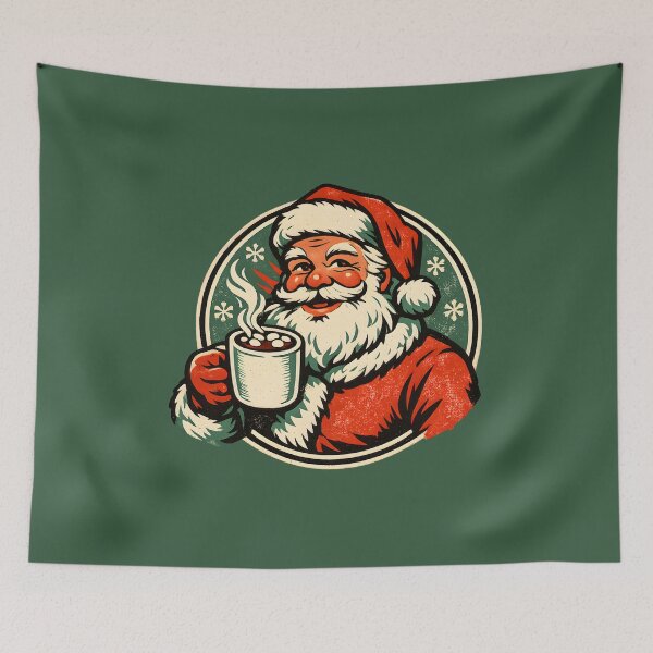 Item preview, Vintage Santa Hot Cocoa – Retro 1960s Christmas Badge Screen Print Holiday Gift  designed and sold by Artycom.