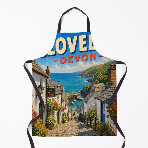 Item preview, Clovelly, Devon, England: scenic-Style Painterly Travel Poster designed and sold by LSVart.