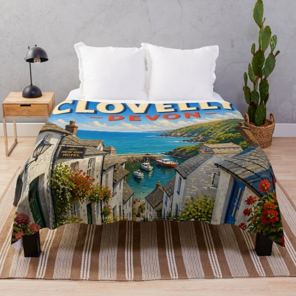 Item preview, Clovelly, Devon, England: scenic-Style Painterly Travel Poster designed and sold by LSVart.