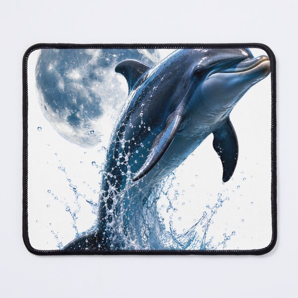 Item preview, Moonlit Dolphin Leap – 3D Ocean Fantasy Illustration designed and sold by abdlhakim taoufik.