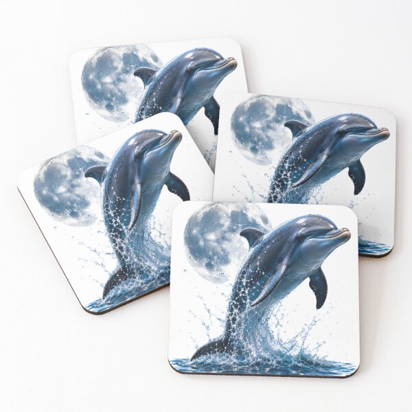 Item preview, Moonlit Dolphin Leap – 3D Ocean Fantasy Illustration designed and sold by abdlhakim taoufik.