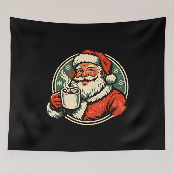 Item preview, Vintage Santa Hot Cocoa – Retro 1960s Christmas Badge Screen Print Holiday Gift  designed and sold by Artycom.