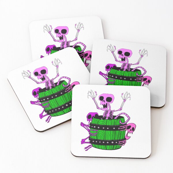 Item preview, Skeletons in a Barrel | Funny Halloween Skeleton Cartoon Sticker designed and sold by Let There Be Art Studio.