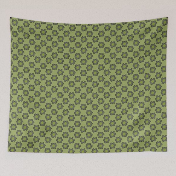 Item preview, Retro Olive Sage Floral Pattern - 70s Groovy Olive Flower Power designed and sold by CaramelCo.