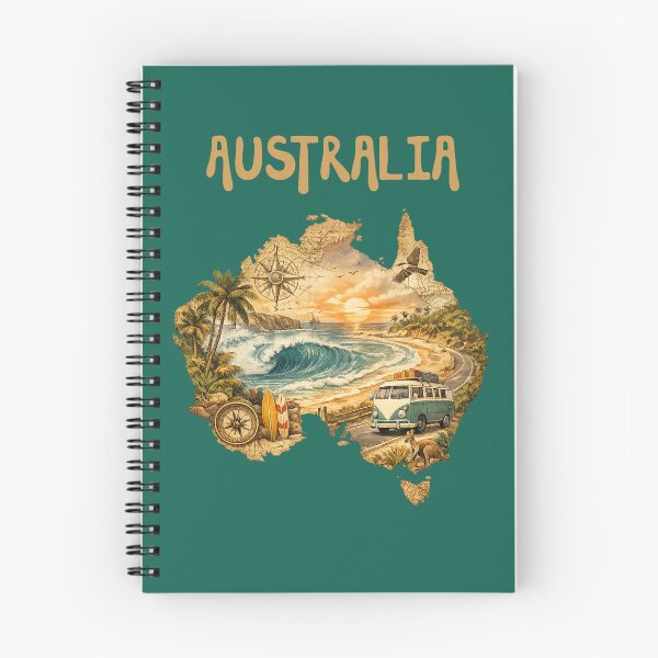 Item preview, Vintage Australia Map Retro Surf & Road Trip Travel Poster designed and sold by RiderSpoon.