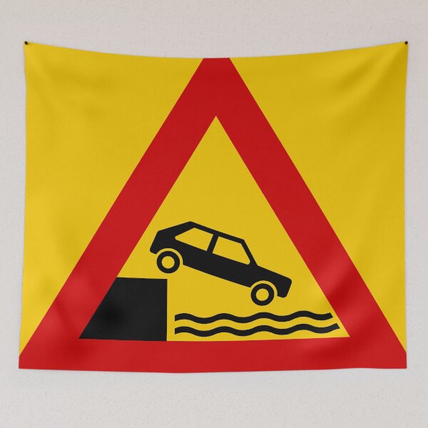 Item preview, Harbor Ahead Without Barriers (Bryggjusvæði) - Icelandic Road Signs designed and sold by Signs of Iceland.