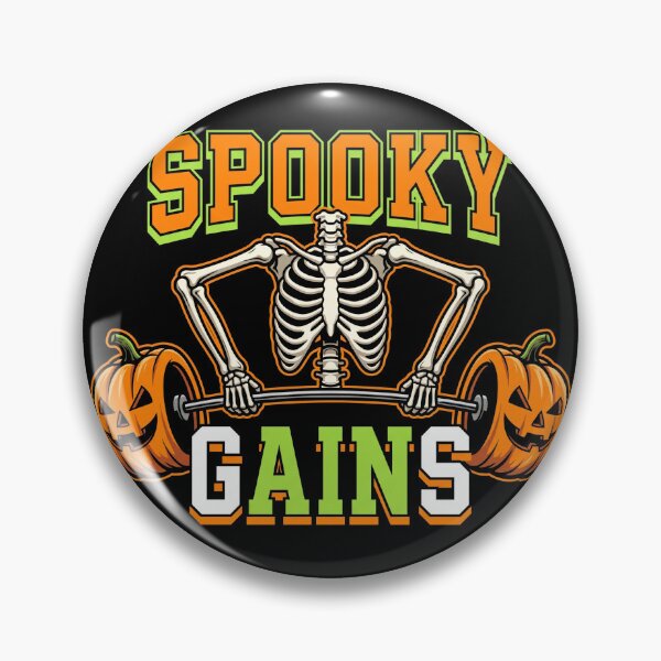 Item preview, Spooky Gains Fitness Skeleton Barbell Pumpkin Halloween designed and sold by TeNovaStudio.