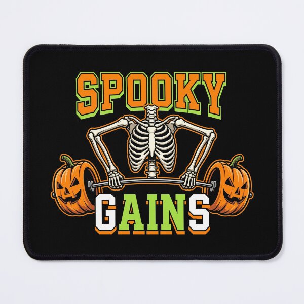 Item preview, Spooky Gains Fitness Skeleton Barbell Pumpkin Halloween designed and sold by TeNovaStudio.