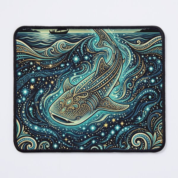 Item preview, MALDIVES Travel Illustration - Celestial Shark Swimming designed and sold by ZUMERI.