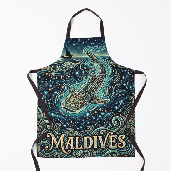 Item preview, MALDIVES Travel Illustration - Celestial Shark Swimming designed and sold by ZUMERI.