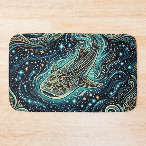 Item preview, MALDIVES Travel Illustration - Celestial Shark Swimming designed and sold by ZUMERI.
