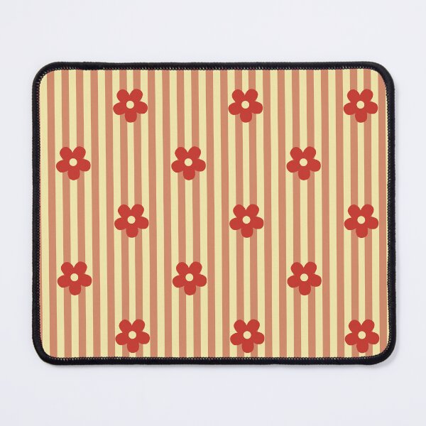Item preview, Red Floral Pattern | Red Flowers on Beige Stripes | Retro Red Floral Stripes Design | Preppy Red Flower Pattern | Coquette Red and Yellow Flowers with Vertical Stripes Pattern designed and sold by VivaFy.