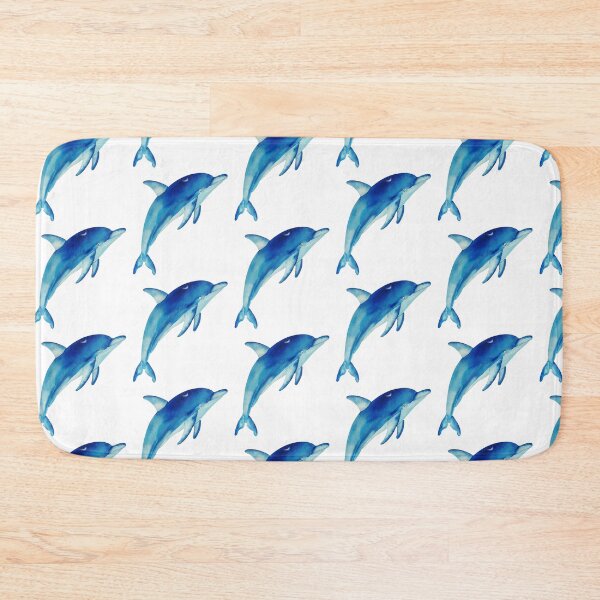 Item preview, Blue Dolphin Watercolor - Born To Swim Ocean Painting designed and sold by estudiopacifico.