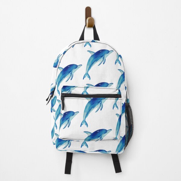 Item preview, Blue Dolphin Watercolor - Born To Swim Ocean Painting designed and sold by estudiopacifico.