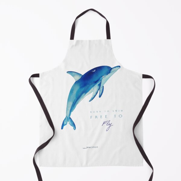 Item preview, Blue Dolphin Watercolor - Born To Swim Ocean Painting designed and sold by estudiopacifico.