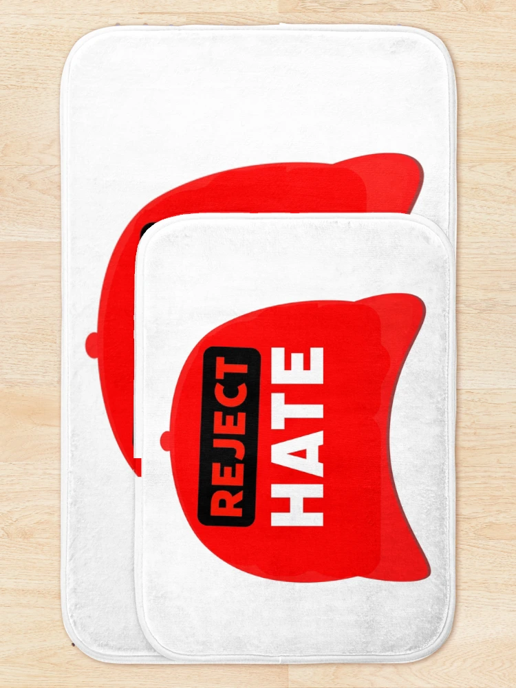 Thumbnail 5 of 6, Bath Mat, Reject hate designed and sold by Rachel the Artist .