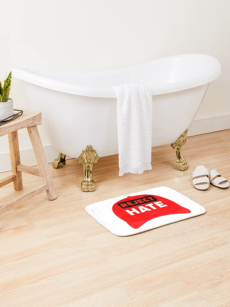 Thumbnail 2 of 6, Bath Mat, Reject hate designed and sold by Rachel the Artist .