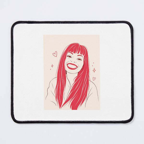 Item preview, Red Hair, Big Smile – Minimalist Girl Line Art designed and sold by Sztyep88.