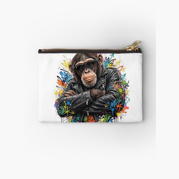 Item preview, Cool Chimpanzee in Leather Jacket - Punk Monkey Streetwear Graffiti Art designed and sold by ExpressoJungle.