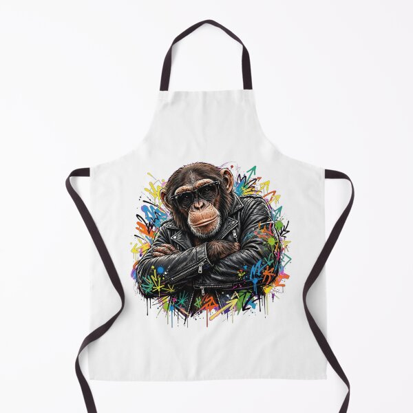 Item preview, Cool Chimpanzee in Leather Jacket - Punk Monkey Streetwear Graffiti Art designed and sold by ExpressoJungle.