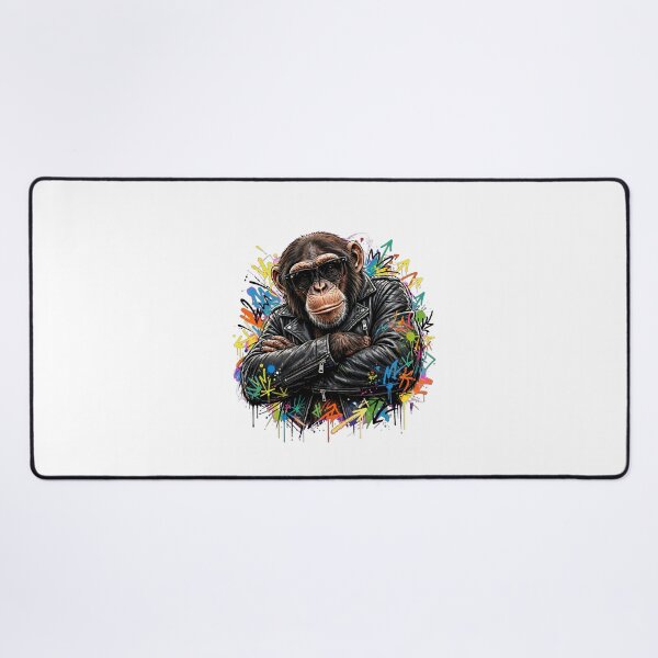 Item preview, Cool Chimpanzee in Leather Jacket - Punk Monkey Streetwear Graffiti Art designed and sold by ExpressoJungle.