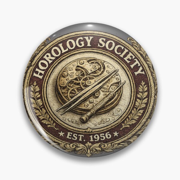 Item preview, Horology Society Est. 1956 – Vintage Watchmaker Heritage Badge designed and sold by Golden Era Studio.