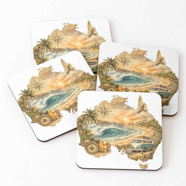 Item preview, Vintage Surf Map of Australia designed and sold by RiderSpoon.