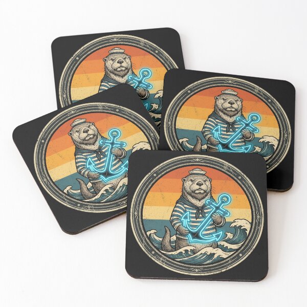 Item preview, Retro Space Sailor Sea Otter Vintage Badge designed and sold by DuckOddity.