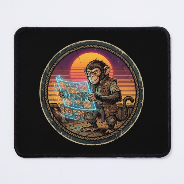 Item preview, Retro Cyber Pirate Monkey Vintage Badge designed and sold by DuckOddity.