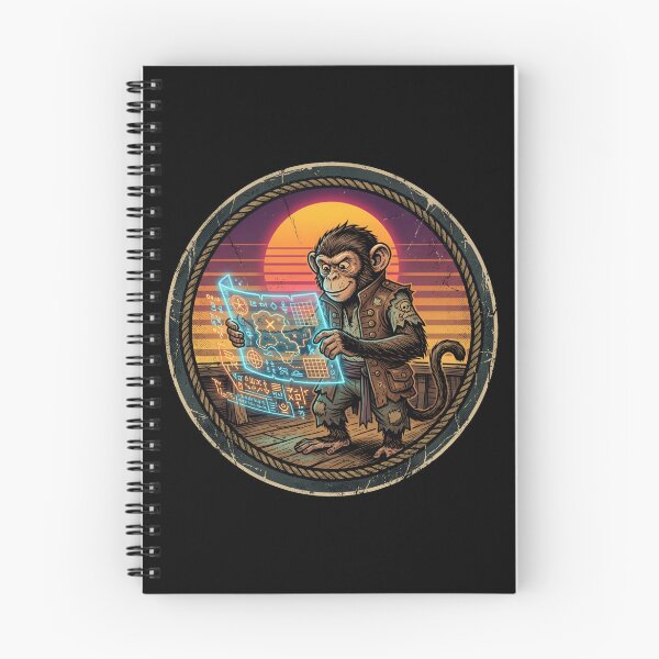 Item preview, Retro Cyber Pirate Monkey Vintage Badge designed and sold by DuckOddity.