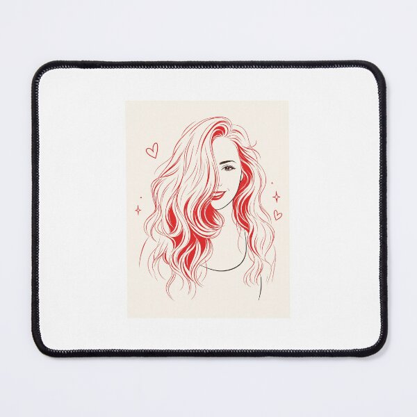 Item preview, Crimson Confidence – Minimalist Red Hair Line Art designed and sold by Sztyep88.
