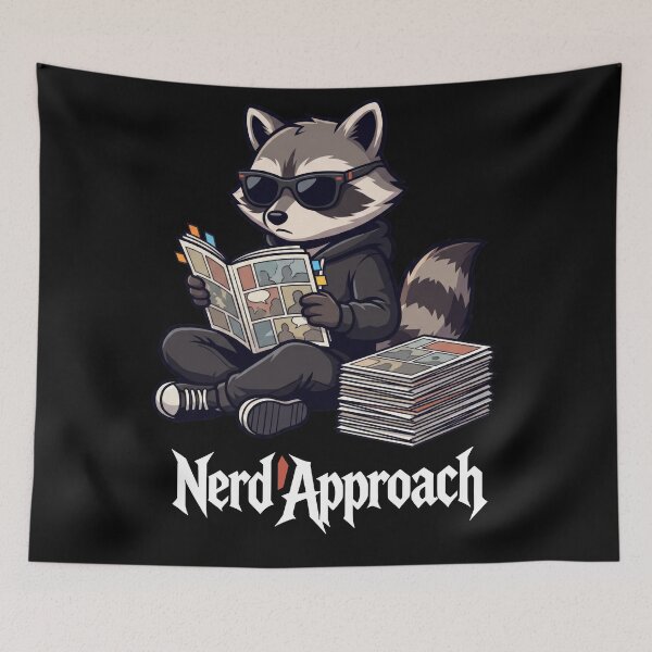 Item preview, Funny Book Lover Raccoon Reading Comics – Nerd Approach designed and sold by NerdApproach.