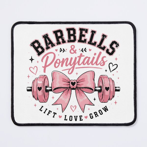 Item preview, Barbells and Ponytails T-Shirt | Pink Bow Barbell Gym Girl Fitness Design designed and sold by Sunday.Supply.