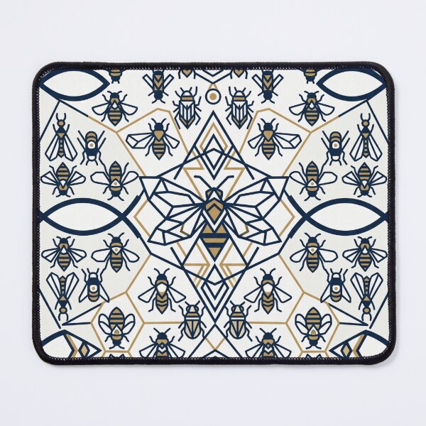 Item preview, Elegant Navy Gold Geometric Honey Bee Nature Pattern designed and sold by Pride Emblem Prints.