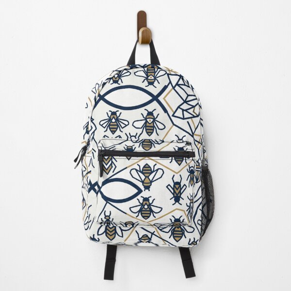 Item preview, Elegant Navy Gold Geometric Honey Bee Nature Pattern designed and sold by Pride Emblem Prints.