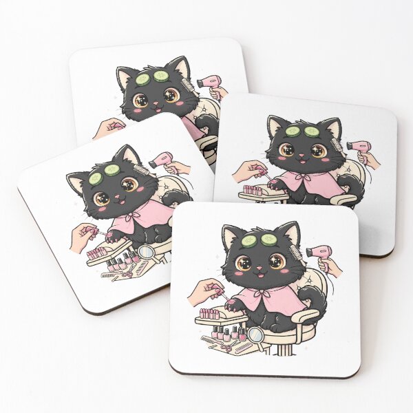 Item preview, Cute Black Cat Spa Day - Self Care Salon Illustration designed and sold by Ala'Salem| Cute Characters, Real Moods.