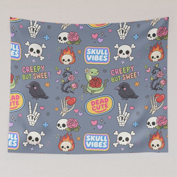Item preview, Skull Cute Collage Pastel Seamless Pattern designed and sold by HowToCanadian.