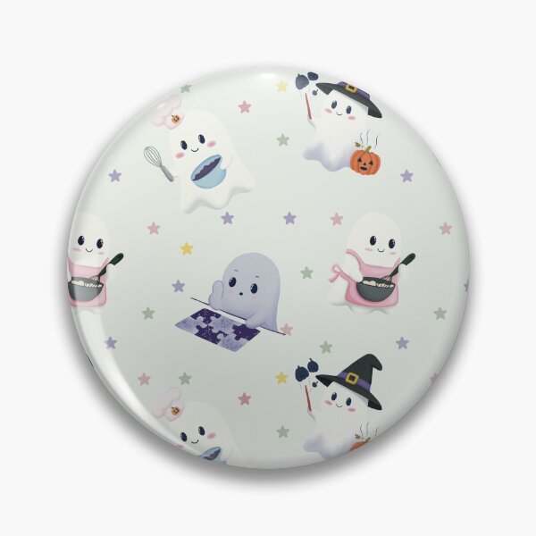 Item preview, Cute Celestial Ghosts Pastel Light Grey Seamless Halloween Pattern designed and sold by StoriesInGrain.