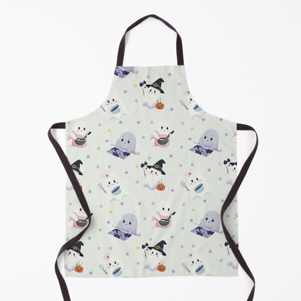 Item preview, Cute Celestial Ghosts Pastel Light Grey Seamless Halloween Pattern designed and sold by StoriesInGrain.